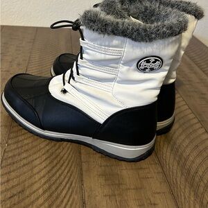 White and Black Winter Boots